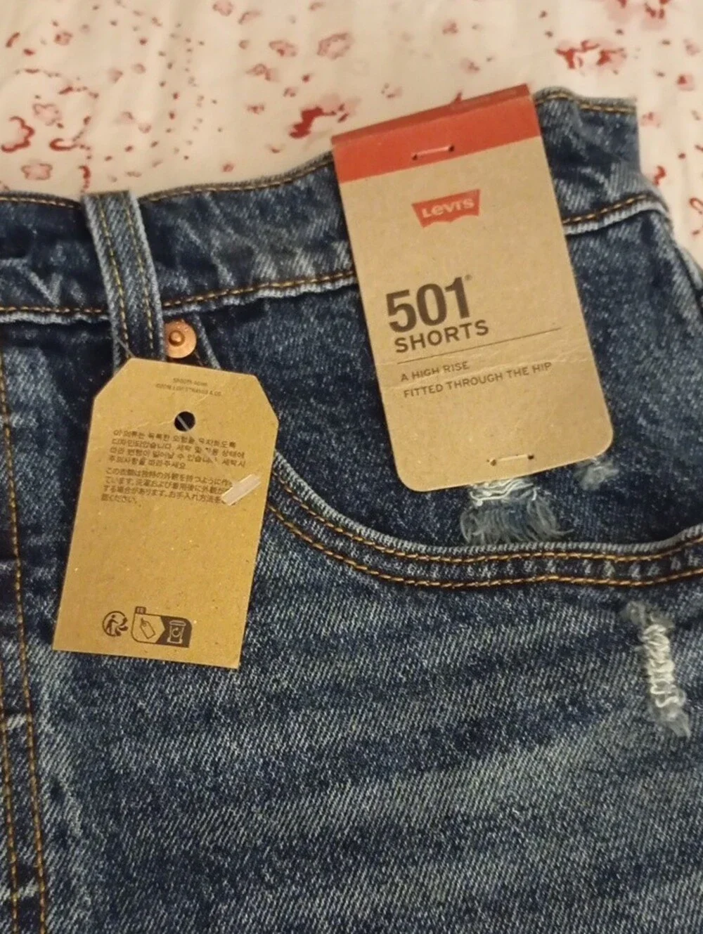 Levi's Blue Distressed Denim Cutoff Shorts